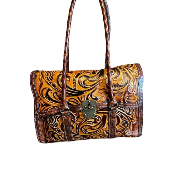 Patricia Nash tooled leather Vienna satchel in Tuscan finish 100% leather - Picture 6 of 13